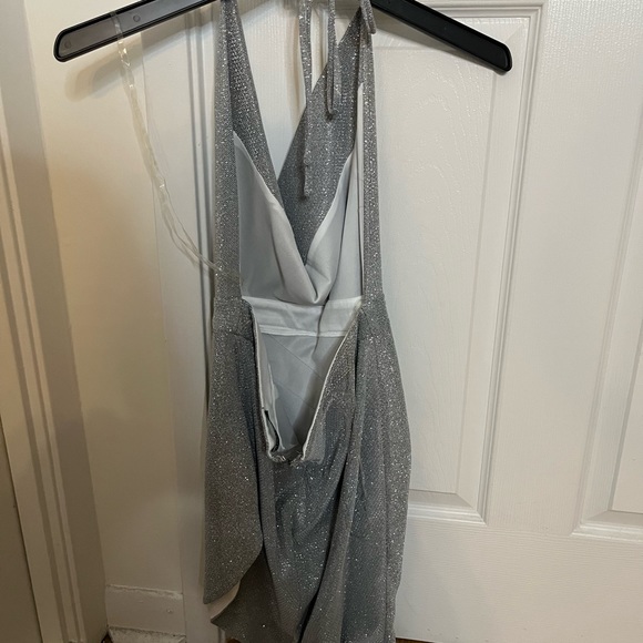 Fashion Nova Sparkly Martini Silver Halter Y2K silver backless dress size M - Picture 6 of 9